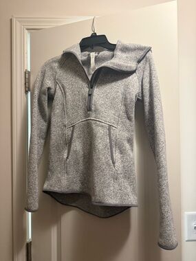 Lululemon Gray Half-Zip Fleece Pullover with Hood Size 2